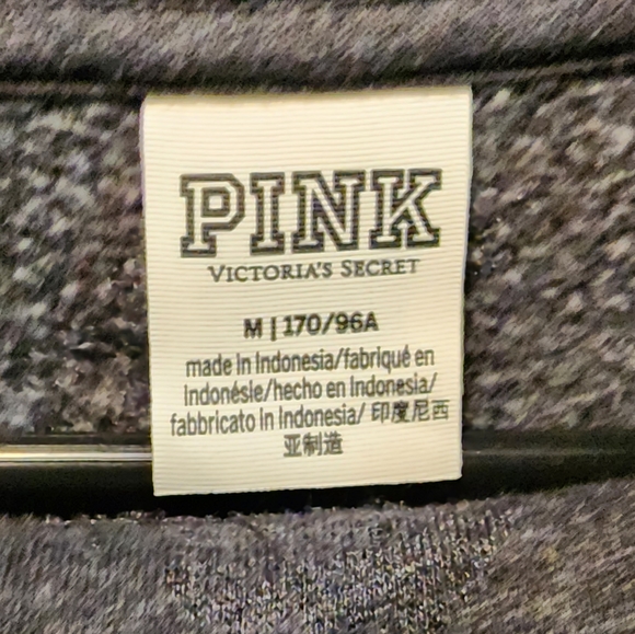 PINK Victoria's Secret Mock Neck Pullover Sweatshirt Plaid Pink Logo Size Medium - Picture 2 of 2